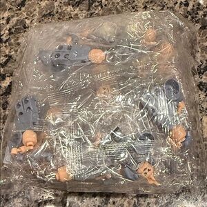 Gray and Beige Building Block Figures